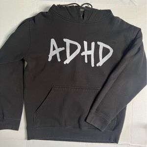 ADHD Graphic Black Pullover Hoodie Mens Med Cotton Blend Joyner Lucas